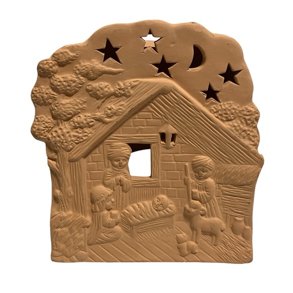 Vintage Ceramic Nativity Tan Tea Light Holder - Picture 10 of 10